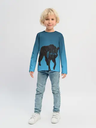 Детский лонгслив / черный дух волка