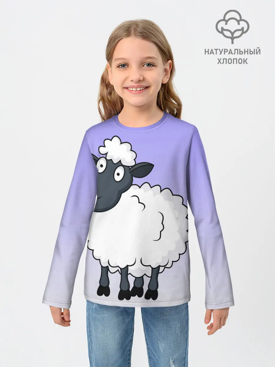 Детский лонгслив / Нарисованный милый барашек