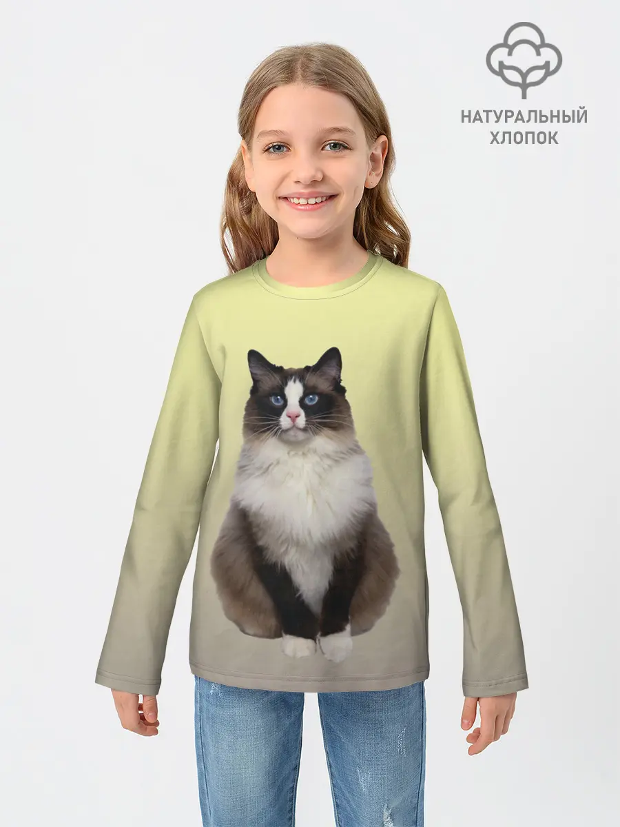 Детский лонгслив / персидская пушистая кошка