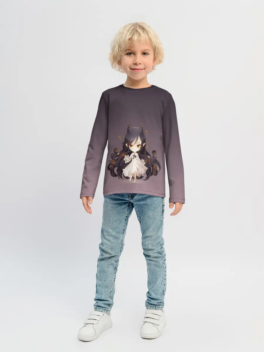 Детский лонгслив / демоница волосы змеи милашка