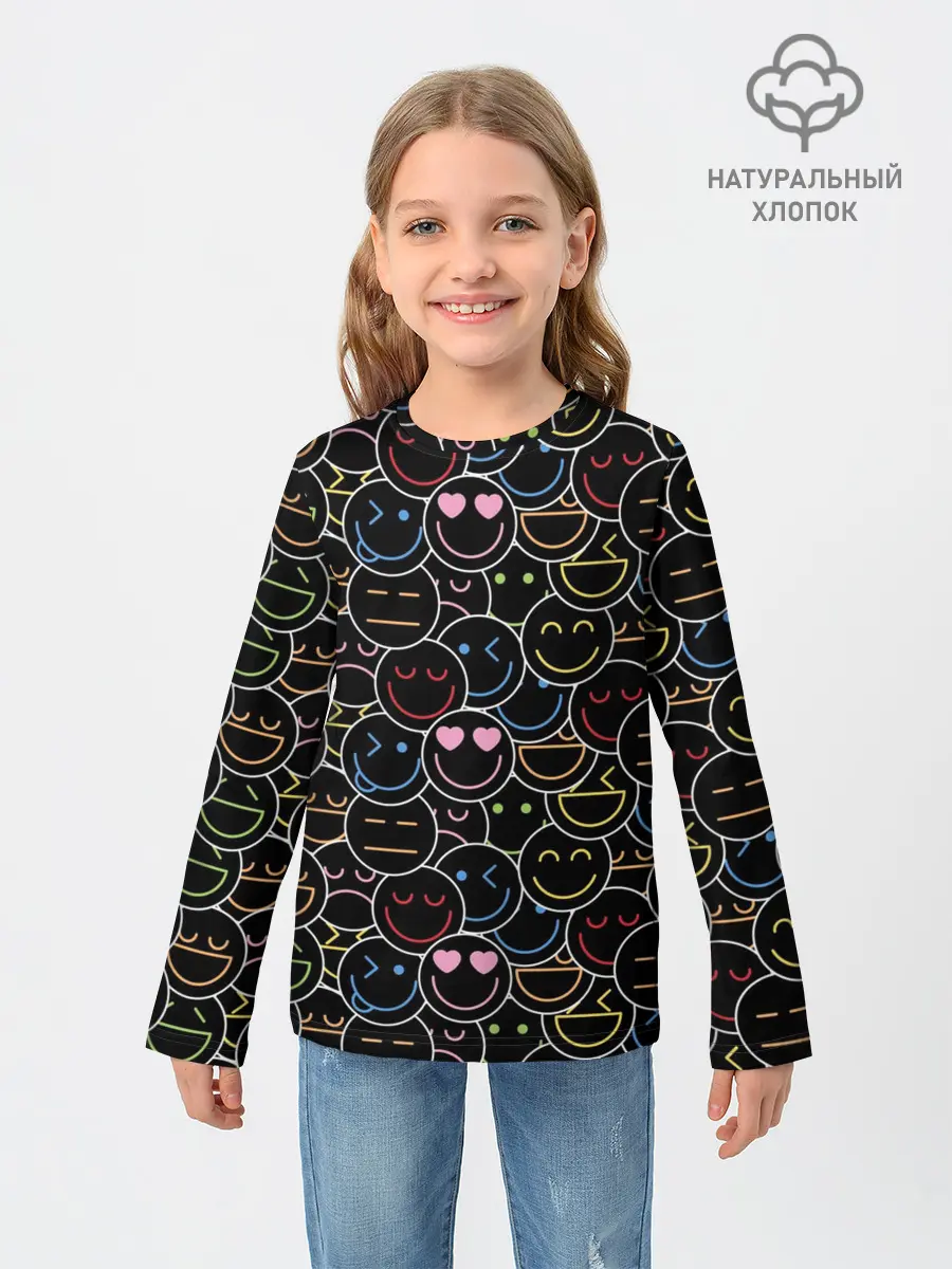 Детский лонгслив / SLAVA MARLOW - Неоновые смайлы