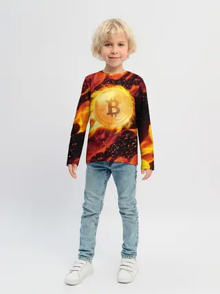 Детский лонгслив / БИТКОИН ОГОНЬ
