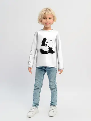 Детский лонгслив / Панда минимализм