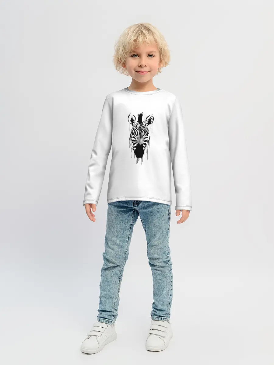 Детский лонгслив / Зебра минимализм