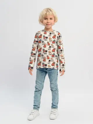 Детский лонгслив / Коты в Свитерах Паттерн
