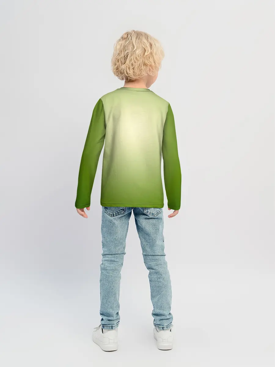 Детский лонгслив / Билли Айлиш на зеленом фоне