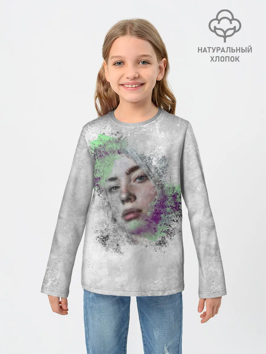 Детский лонгслив / Билли Айлиш красочная
