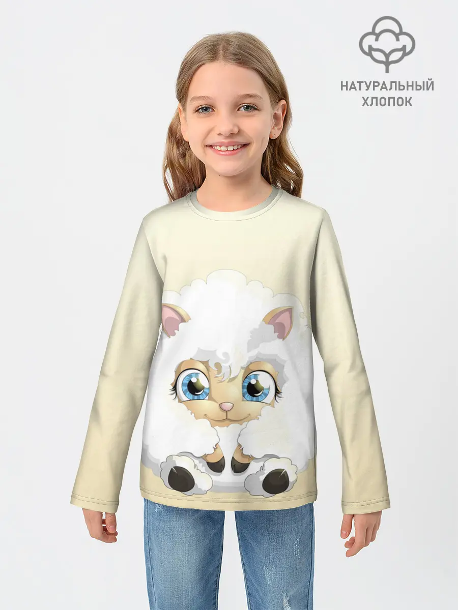 Детский лонгслив / Мультяшная овечка облако