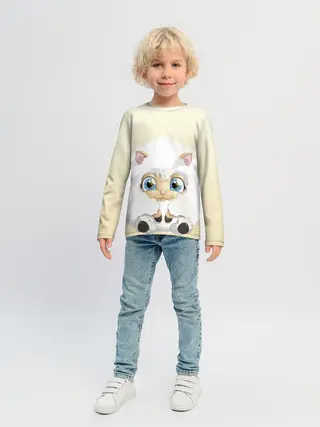 Детский лонгслив / Мультяшная овечка облако