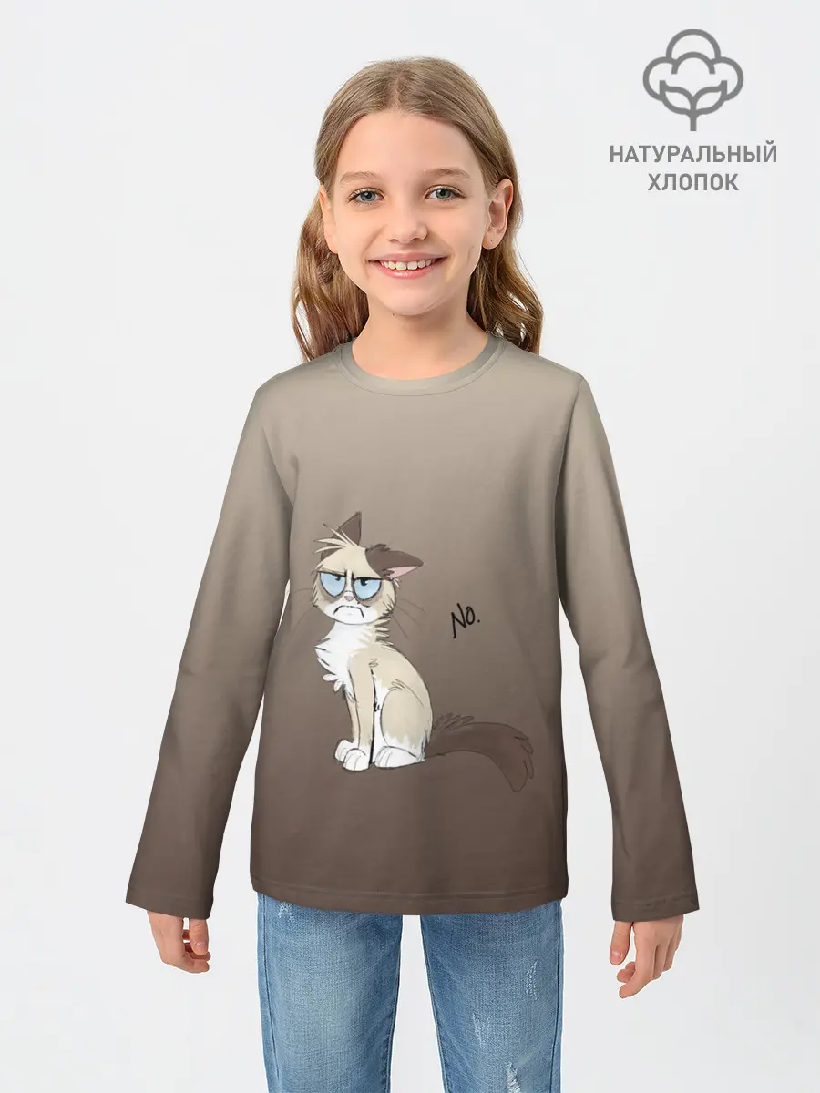Детский лонгслив / сварливый кот мем нет