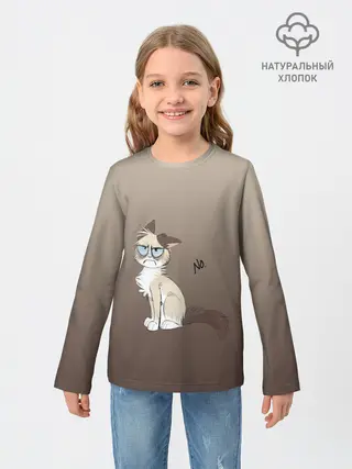 Детский лонгслив / сварливый кот мем нет