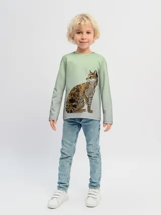 Детский лонгслив / дикий кот оцелот