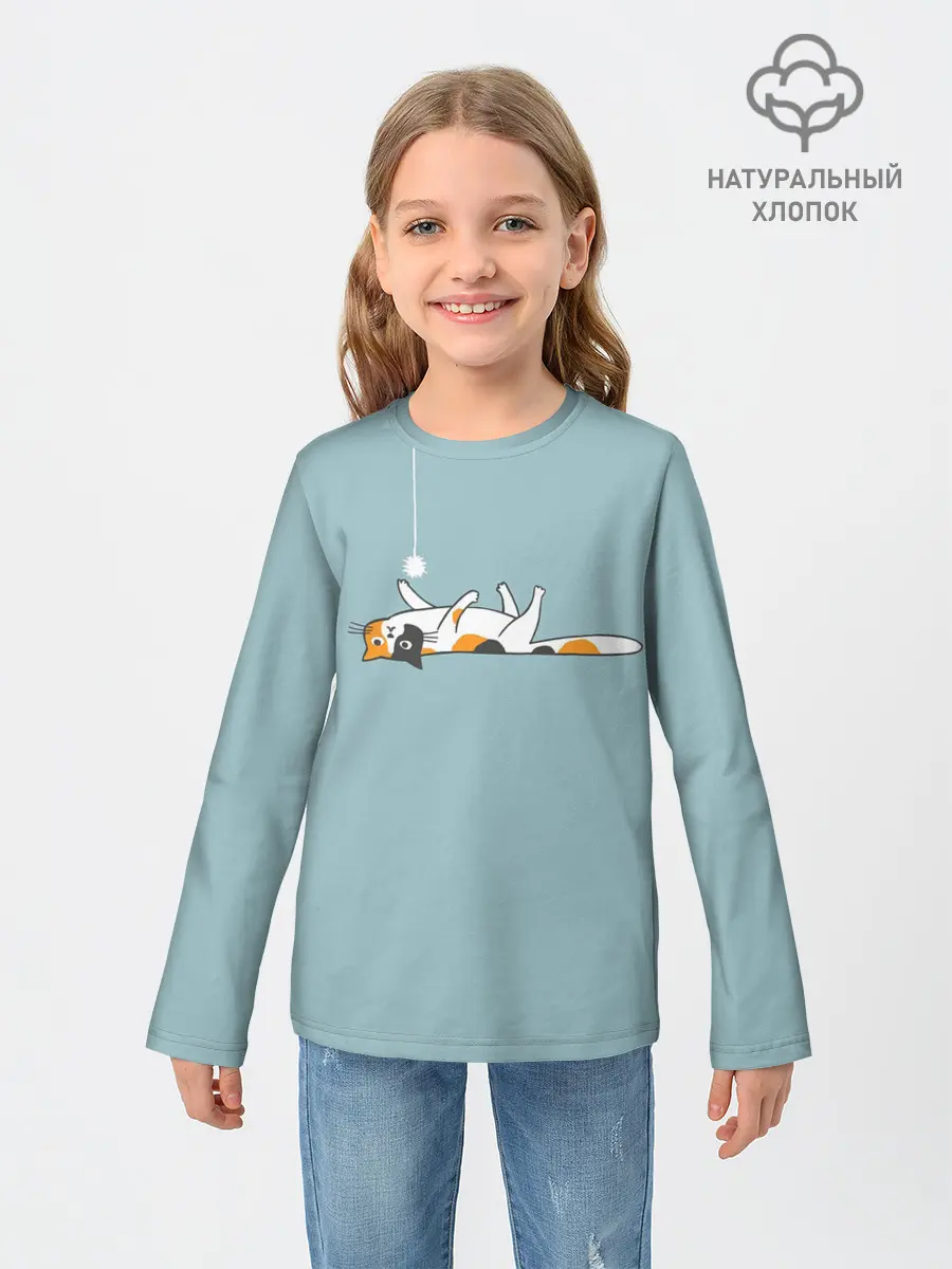 Детский лонгслив / Котик грустит