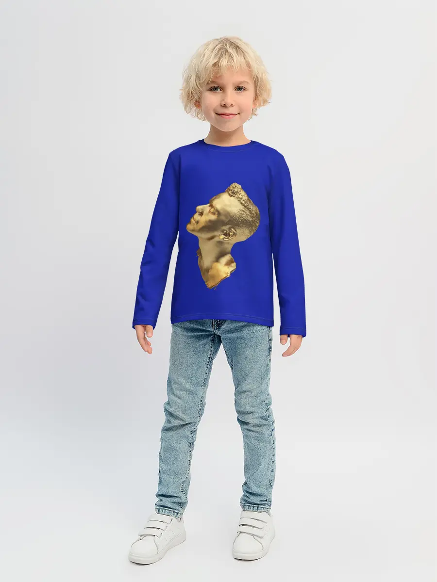 Детский лонгслив / Черно белая Голова