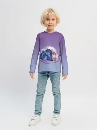 Детский лонгслив / кот звездное небо спит