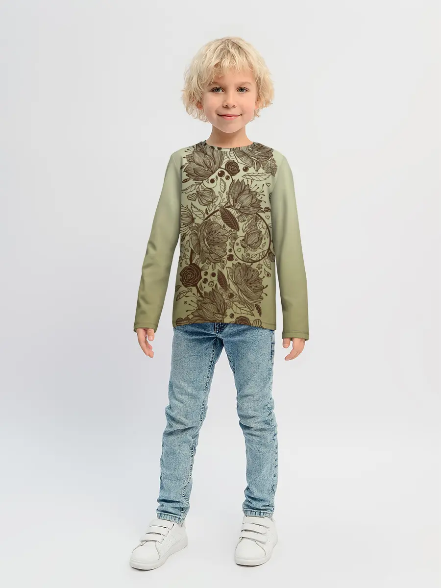 Детский лонгслив / чехол дудлинг цветы