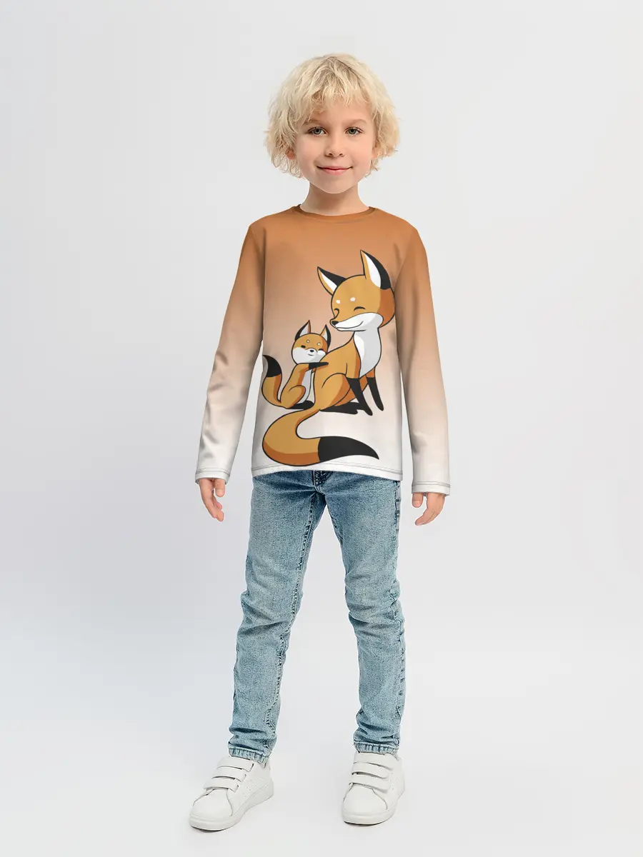 Детский лонгслив / лис и лисенок