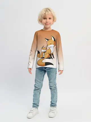 Детский лонгслив / лис и лисенок