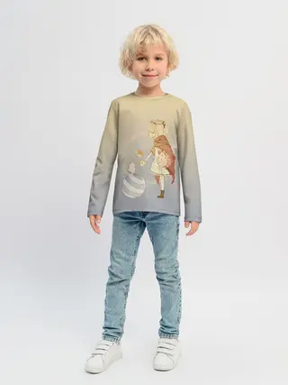 Детский лонгслив / девочка и мышка друзья
