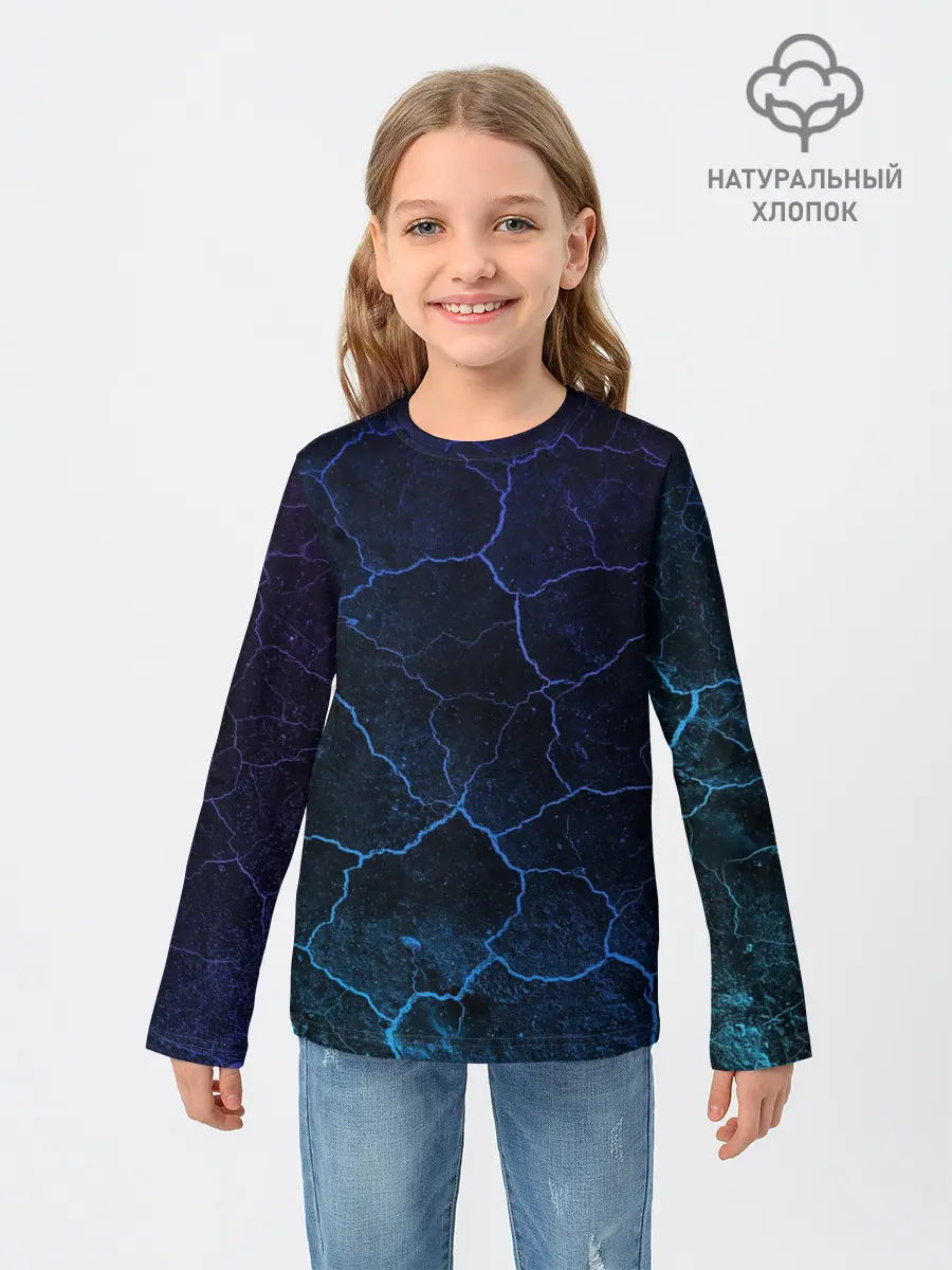 Детский лонгслив / НЕОНОВЫЕ ТРЕЩИНЫ | NEON CRACKS