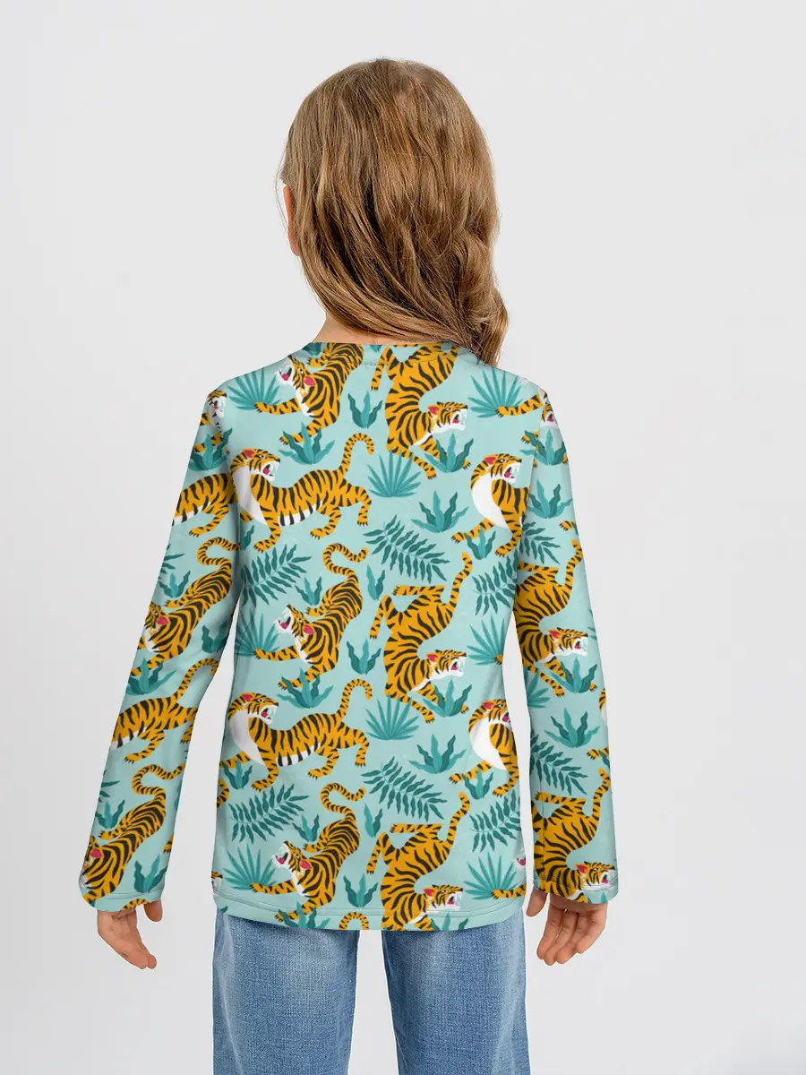 Детский лонгслив / Рычащие Тигры Паттерн