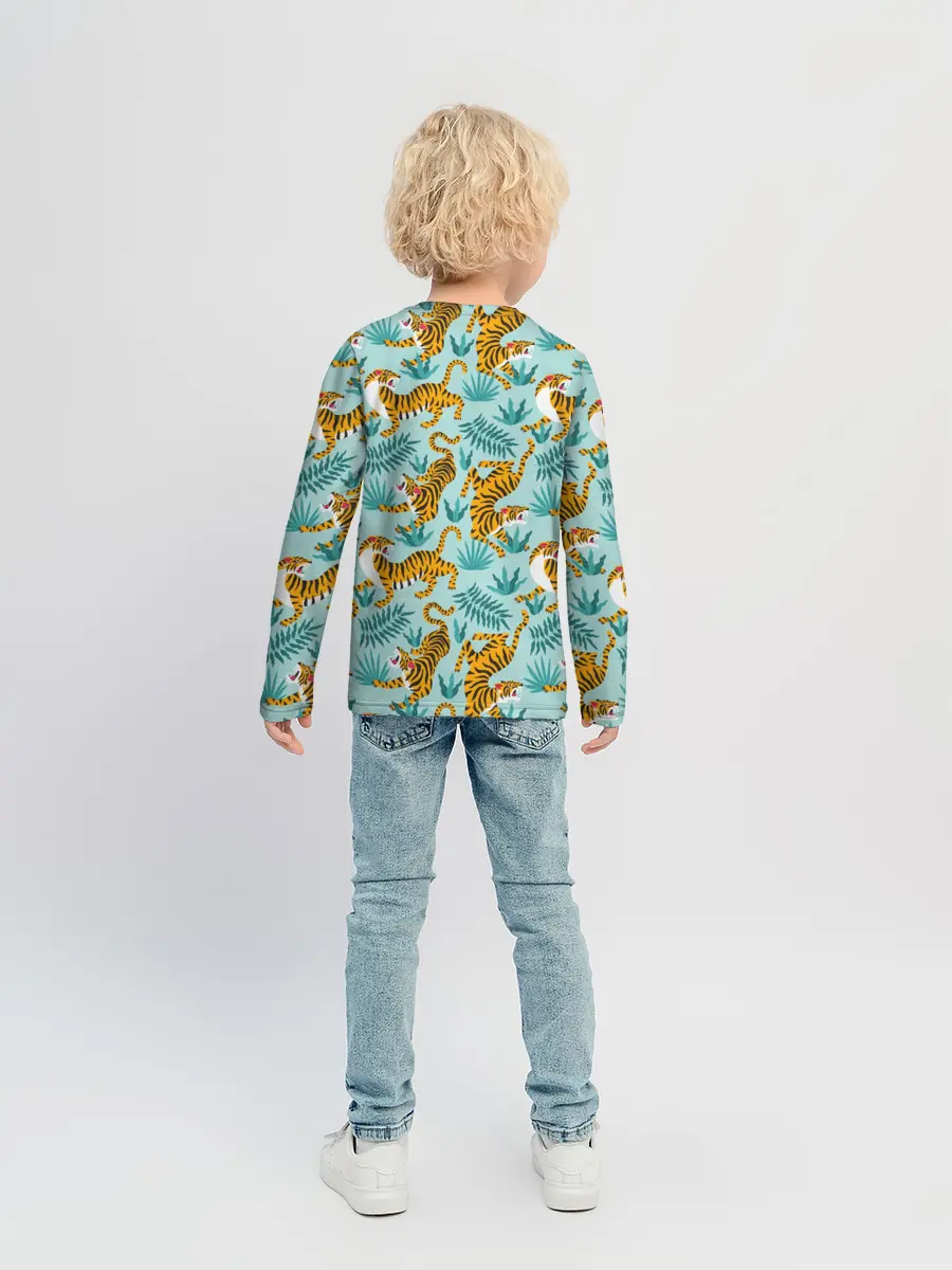 Детский лонгслив / Рычащие Тигры Паттерн