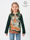 Детский лонгслив / Огненный Тигр в Цветах