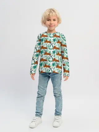 Детский лонгслив / Цветы и Тигр Паттерн