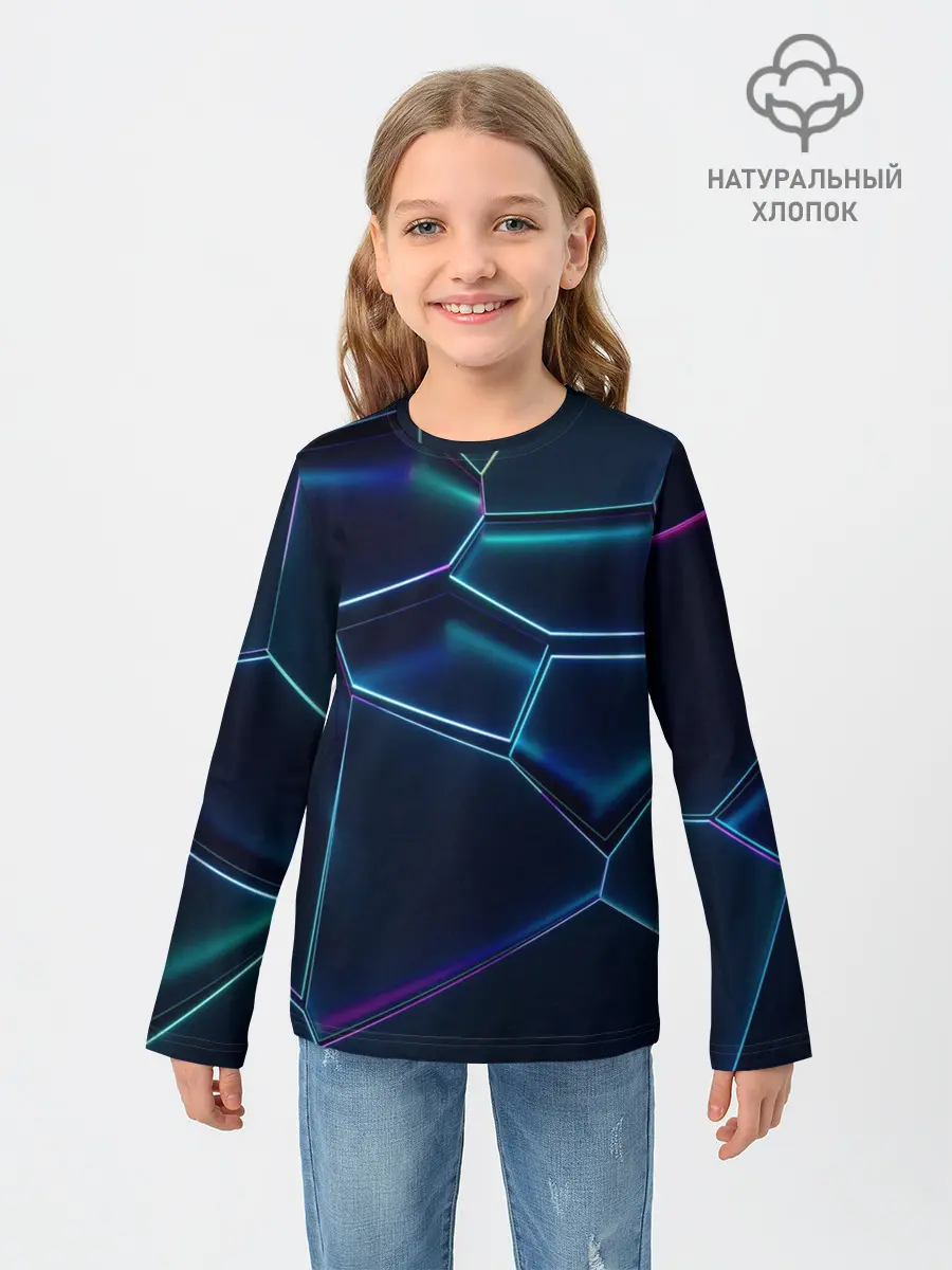 Детский лонгслив / 3D ПЛИТЫ | НЕОНОВЫЕ ПЛИТЫ
