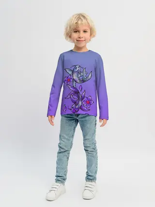 Детский лонгслив / Рыбы и цветы