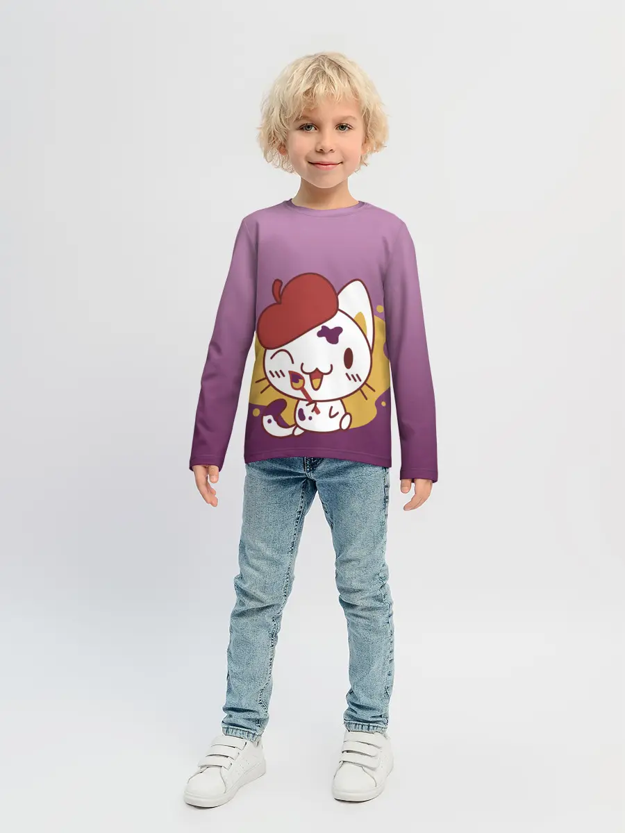 Детский лонгслив / кот художник творец