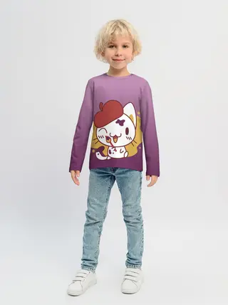 Детский лонгслив / кот художник творец