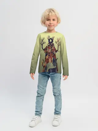 Детский лонгслив / лесной волшебник акварель