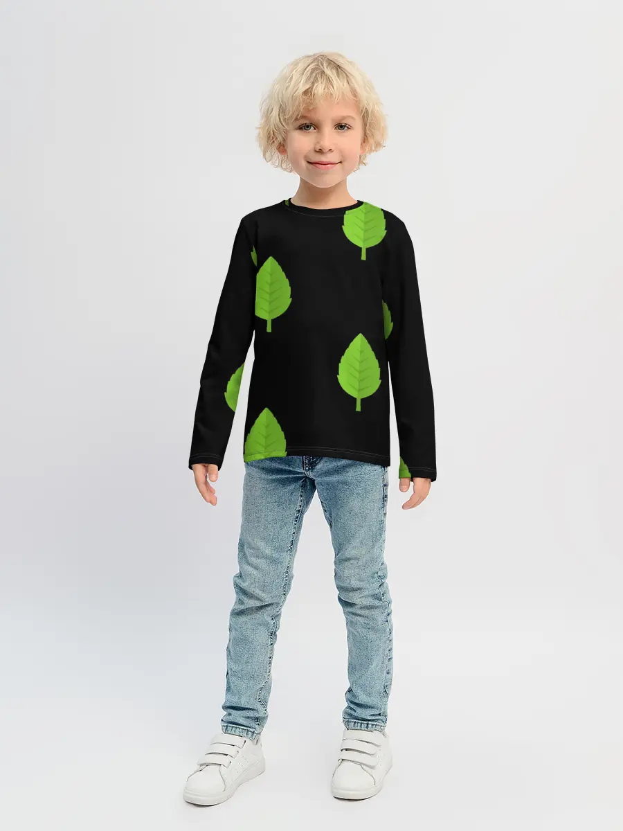 Детский лонгслив / Птица и листочек