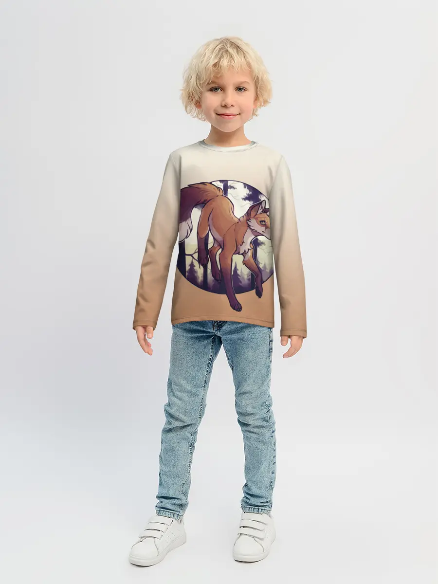 Детский лонгслив / Лисица рисунок