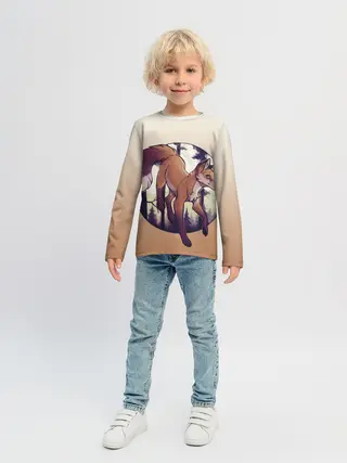 Детский лонгслив / Лисица рисунок