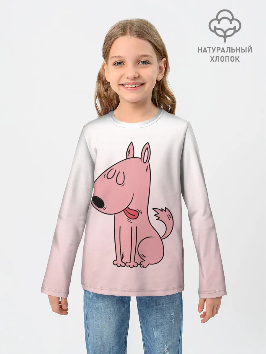 Детский лонгслив / мультяшный мопс