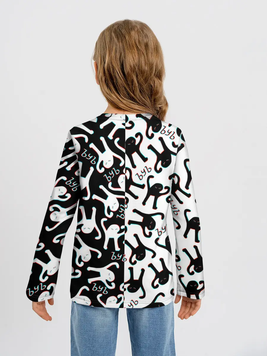 Детский лонгслив / МЕМ КОТ ЪУЪ СЪУКА