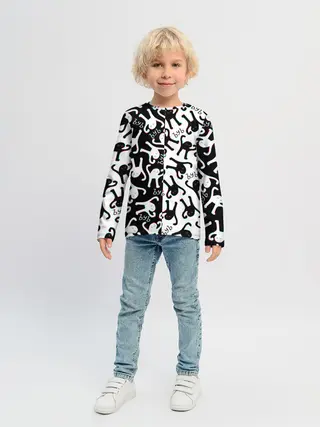 Детский лонгслив / МЕМ КОТ ЪУЪ СЪУКА