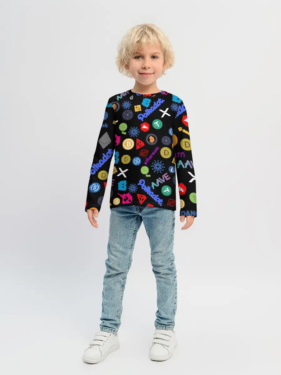 Детский лонгслив / BITCOIN PATTERN | БИТКОИН