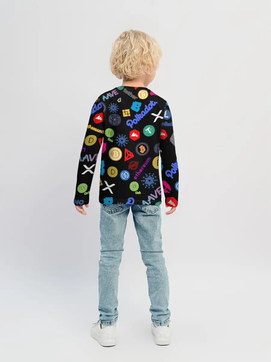 Детский лонгслив / BITCOIN PATTERN | БИТКОИН