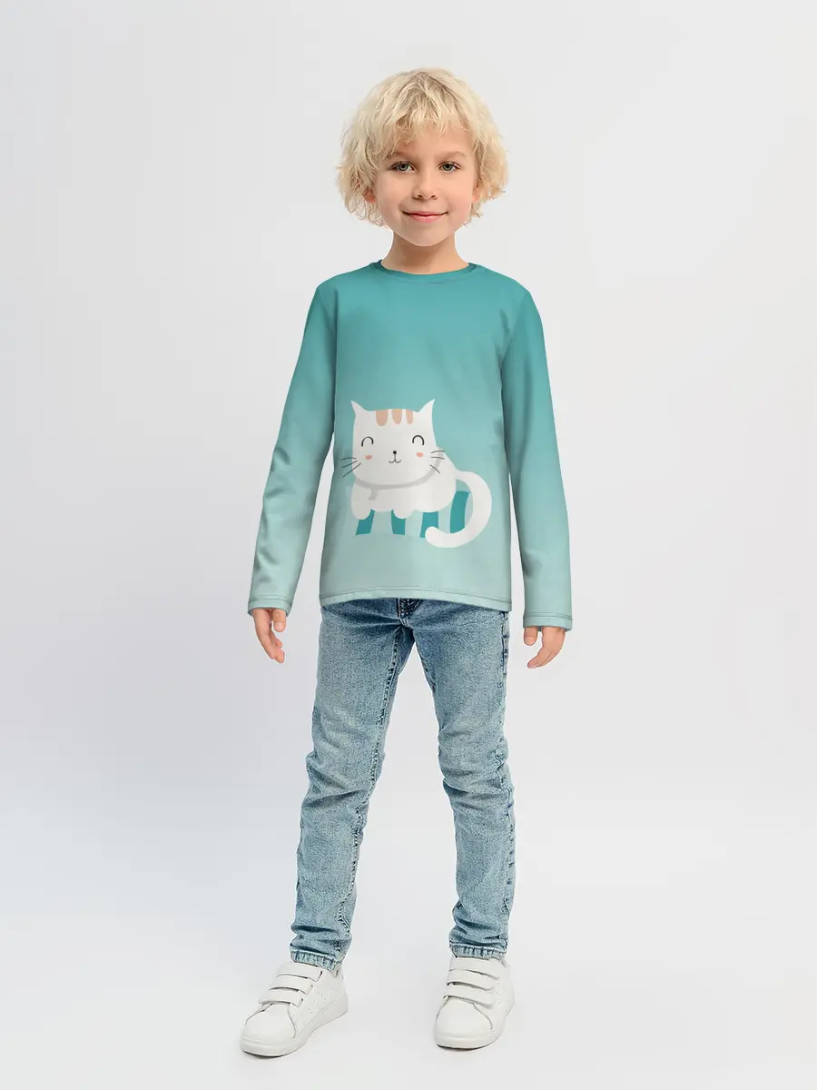 Детский лонгслив / котик на подстилке