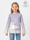 Детский лонгслив / единорожек на фиолетовом