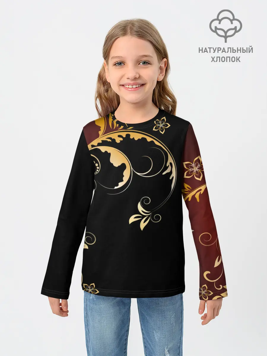 Детский лонгслив / Узор - Хохлома