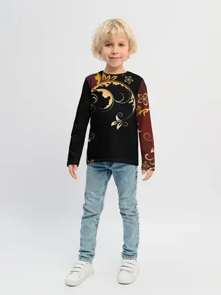 Детский лонгслив / Узор - Хохлома