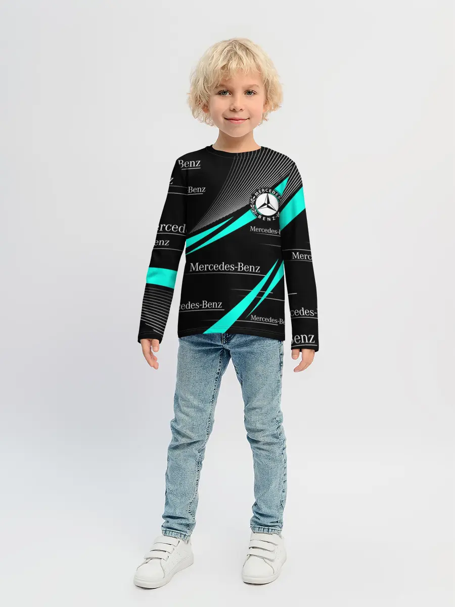 Детский лонгслив / MERCEDES BENZ АКВАМАРИНОВЫЙ