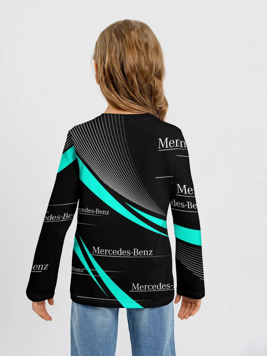 Детский лонгслив / MERCEDES BENZ АКВАМАРИНОВЫЙ