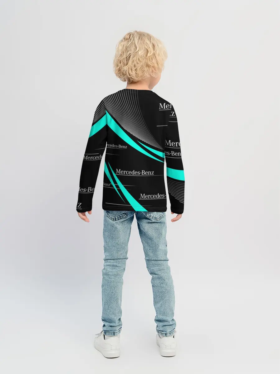 Детский лонгслив / MERCEDES BENZ АКВАМАРИНОВЫЙ