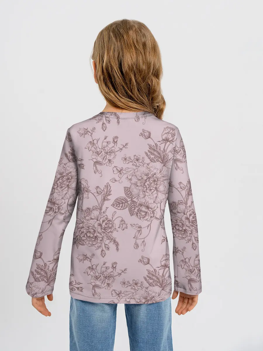 Детский лонгслив / розы с пионами