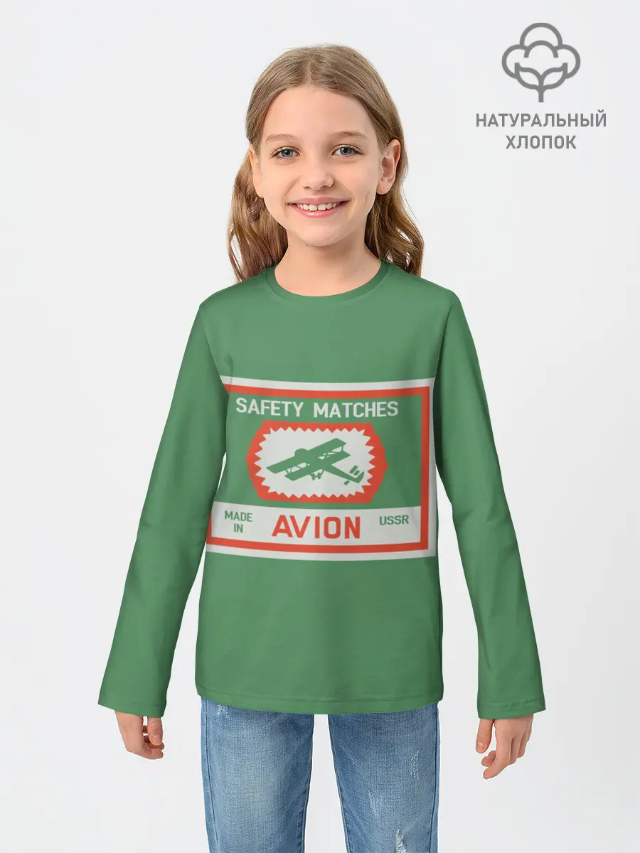 Детский лонгслив / Спички green
